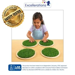 Excellerations® Wooden Sensory Grass Stepping Stones - Set of 4