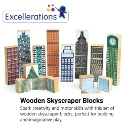 Excellerations® Wooden Skyscraper Blocks - 35 Pieces