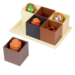 Excellerations® Wooden Sorting Boxes - Rainbow & Natural Colors - Set of 12 with Trays