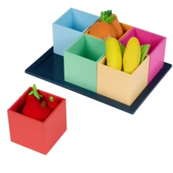 Excellerations® Wooden Sorting Boxes - Rainbow & Natural Colors - Set of 12 with Trays