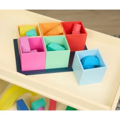 Excellerations® Wooden Sorting Boxes - Rainbow & Natural Colors - Set of 12 with Trays