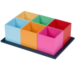 Excellerations® Wooden Sorting Boxes - Rainbow Colors - Set of 6 with Tray