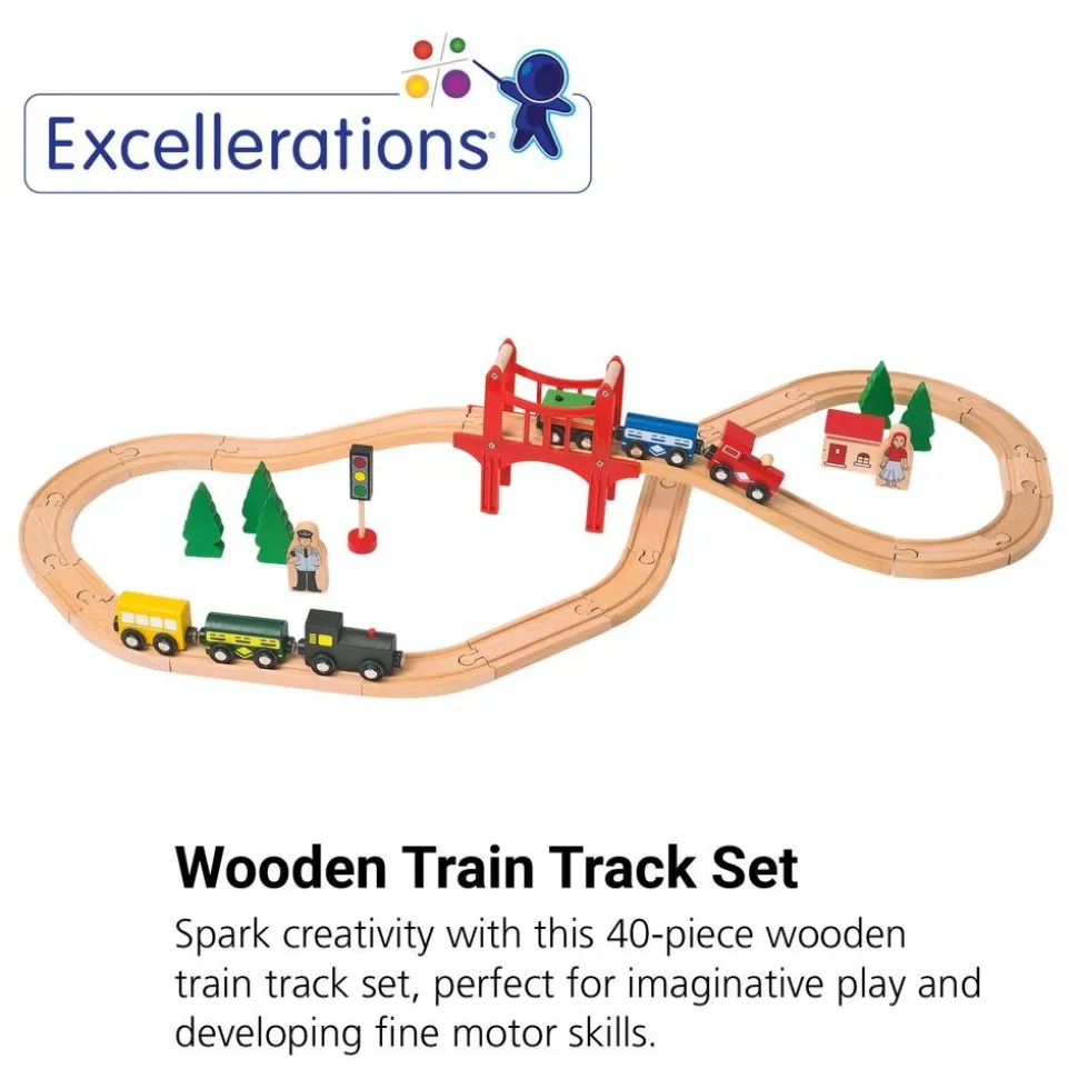 Excellerations® Wooden Track & Train Set - 40 Pieces
