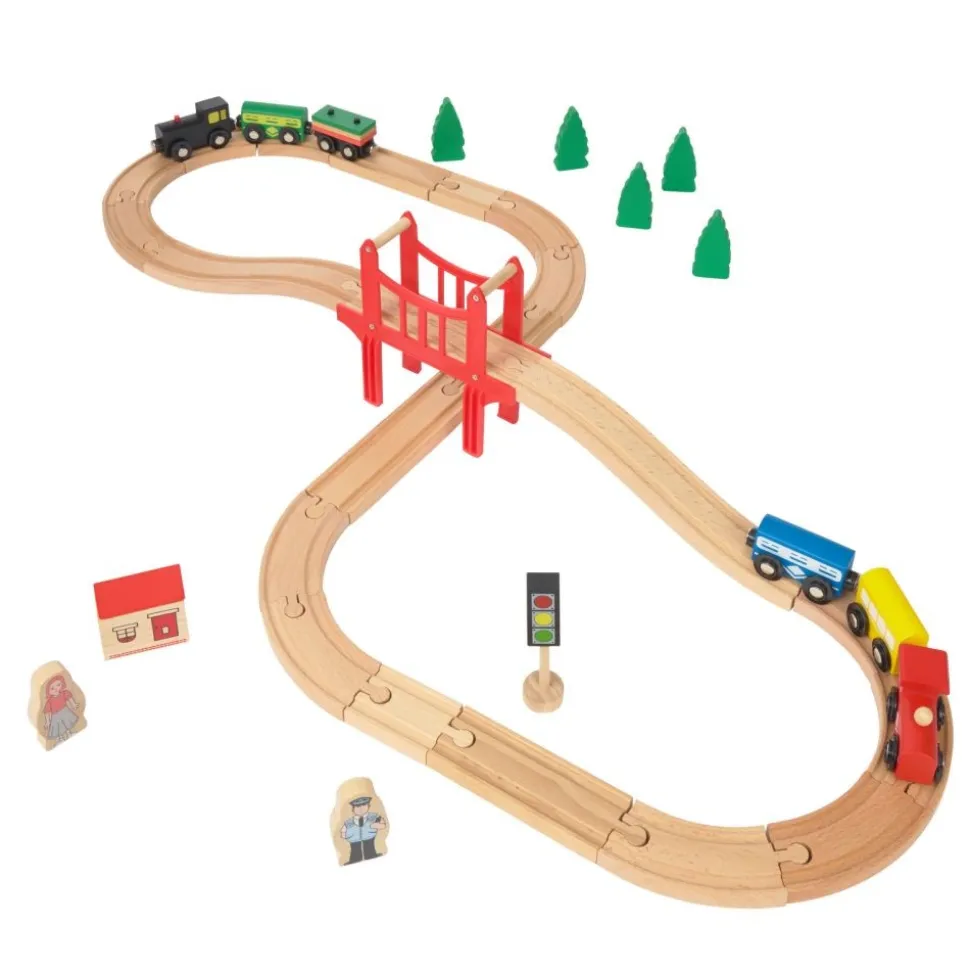 Excellerations® Wooden Track & Train Set - 40 Pieces
