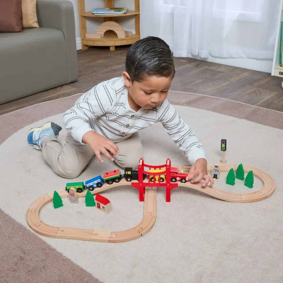 Excellerations® Wooden Track & Train Set - 40 Pieces