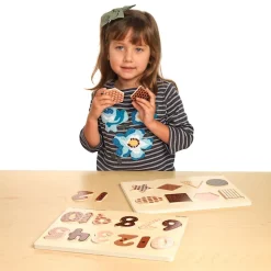 Excellerations® WoodWonders™ Shapes and Numbers Puzzles Natural - Set of 2