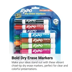 Expo® Chisel Tip Dry Erase Markers - Set of 12 Colors