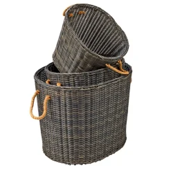Extra Large Wicker Oval Baskets - Set of 3