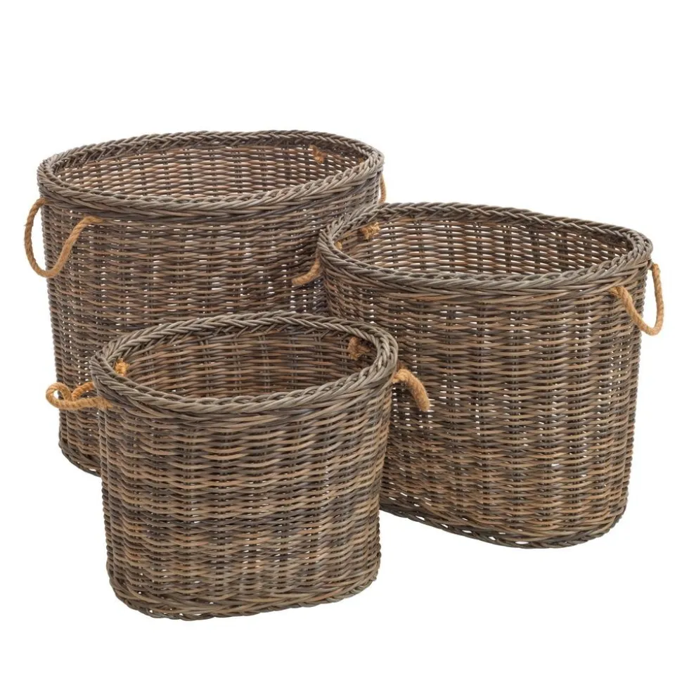 Extra Large Wicker Oval Baskets - Set of 3