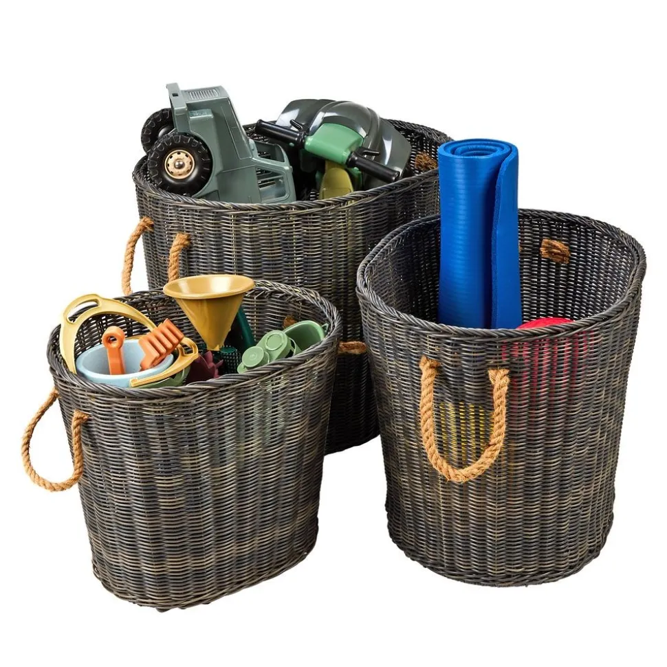Extra Large Wicker Oval Baskets - Set of 3