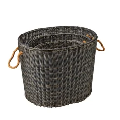 Extra Large Wicker Oval Baskets - Set of 3