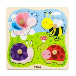 Flat Puzzle with Big Wooden Knob - Animal Set of 4