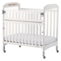 Foundations® Serenity Compact SafeReach Side Crib, Adjustable Mattress Board, Clearview, White Finish