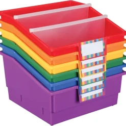 Group Colors For 6 - Picture Book Bins With Dividers - 6 bins