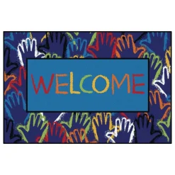 Hands Together Welcome 3' x 4'6" Rectangle Kids Value Carpet