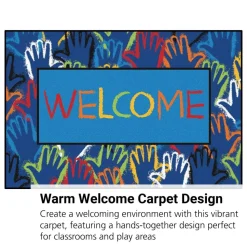 Hands Together Welcome 3' x 4'6" Rectangle Kids Value Carpet