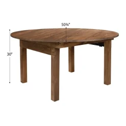 HERCULES Series Round Folding Table | Farm Inspired, Rustic & Antique Pine Folding Table
