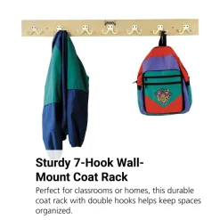 7 Hook Wall-Mount Coat Rail - 42