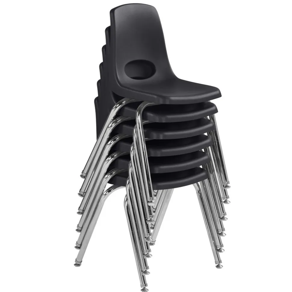 16in Black Stack Chair with Swivel Glides - 6 Pack
