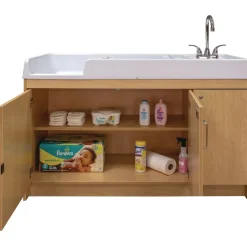 Infant Changing Table with Right Side Sink - Maple/Maple