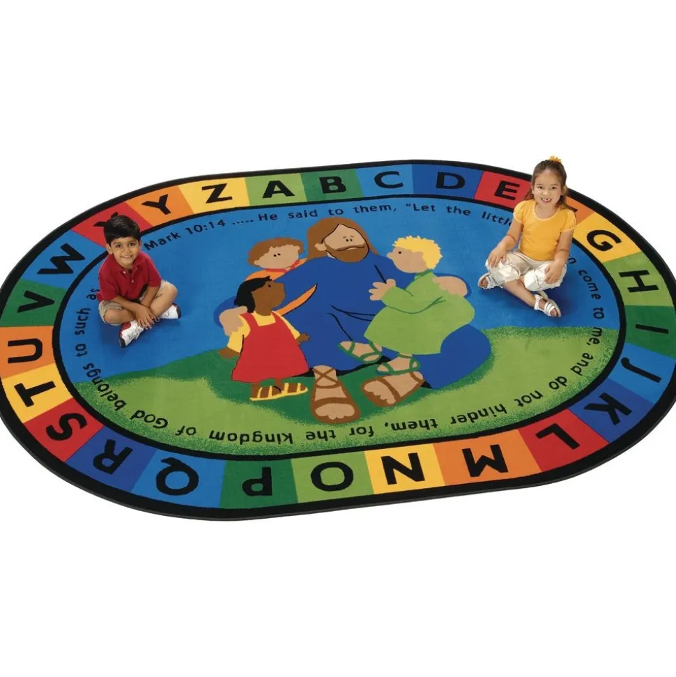 Jesus Loves the Little Children 6' x 9' Oval Kids Value PLUS Carpet