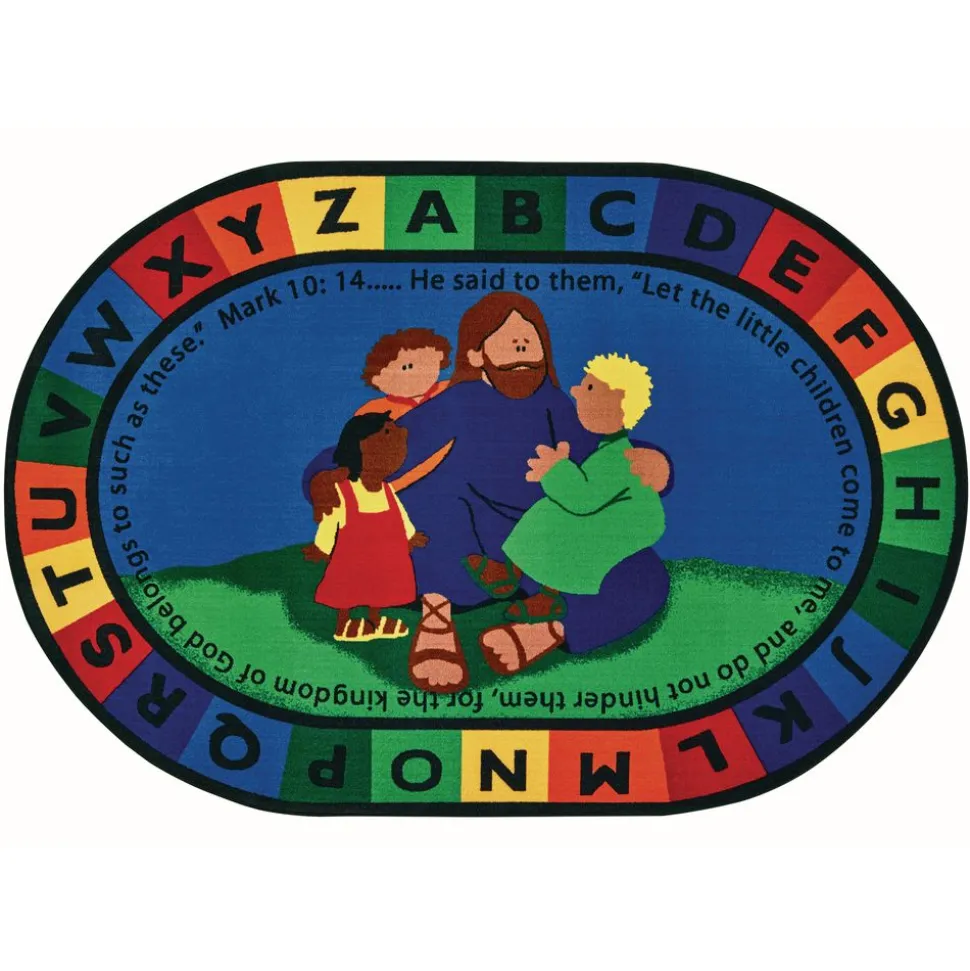 Jesus Loves the Little Children 6' x 9' Oval Kids Value PLUS Carpet