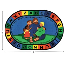 Jesus Loves the Little Children 6' x 9' Oval Kids Value PLUS Carpet