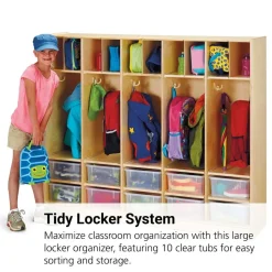 Jonti-Craft® Large Locker Organizer with 10 Clear Tubs