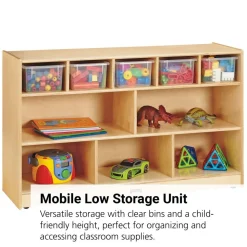 Jonti-Craft® Low Combo Mobile Storage with Clear Bins