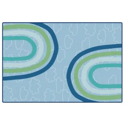 KIDSoft Large Rainbows Blue 6'x9'
