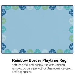 KIDSoft™ Rainbows Border Blue 6' x 9'