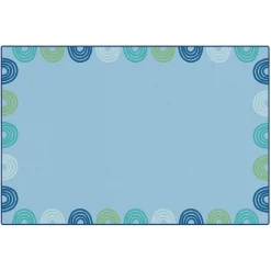 KIDSoft™ Rainbows Border Blue 6' x 9'