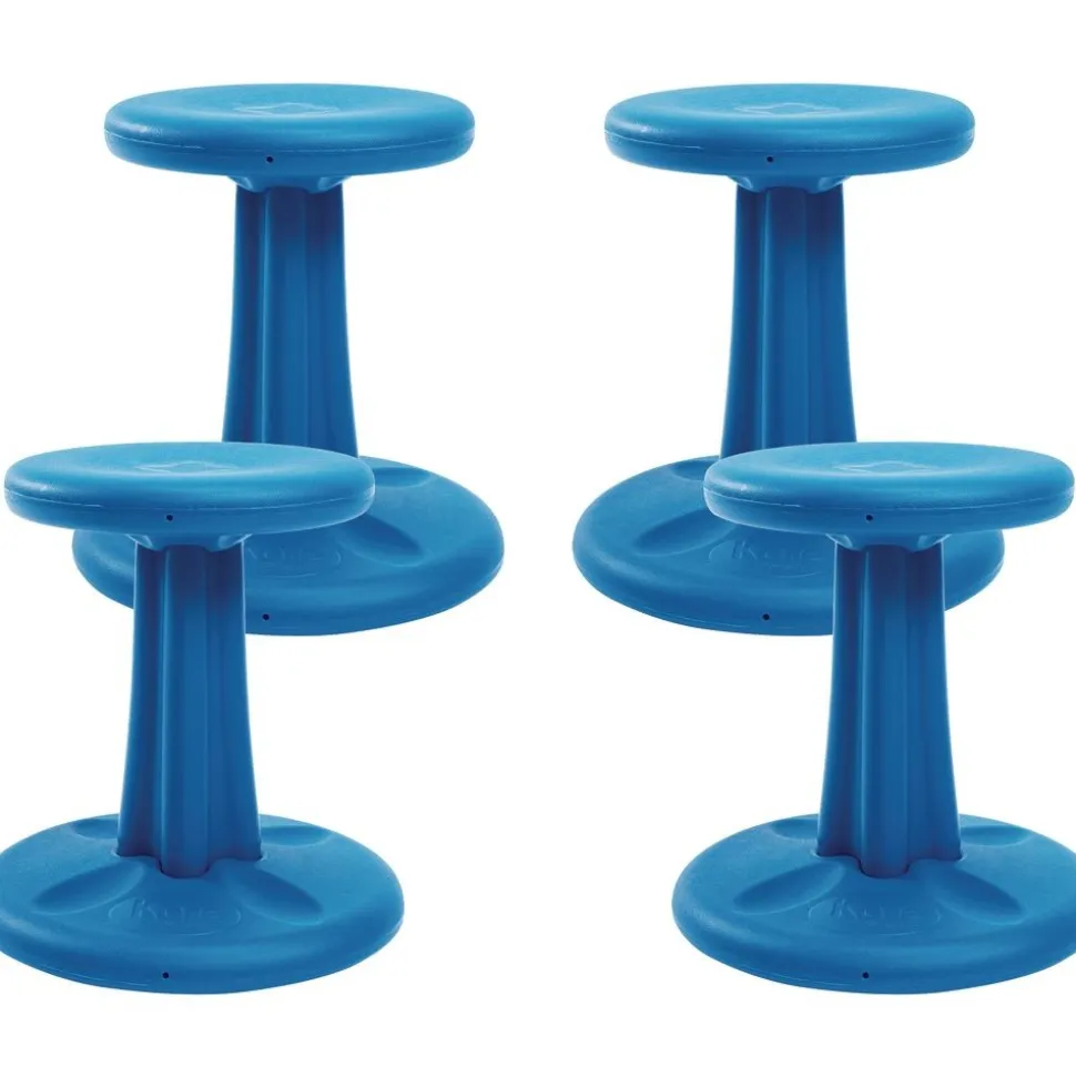Kore Wobble Stool 12"H - Blue, Set of 4
