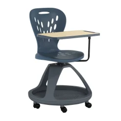 Laikyn Charcoal Mobile Desk Chair with 360 Degree Tablet Rotation and Under Seat Storage Cubby