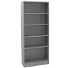 Laminate Bookcase 5-Shelf 72" Height - Gray