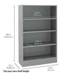 Laminate Bookcase 4-Shelf 48" Height - Gray