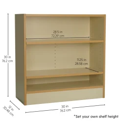 Laminate Bookcase 2-Shelf 30" Height - Almond/Maple