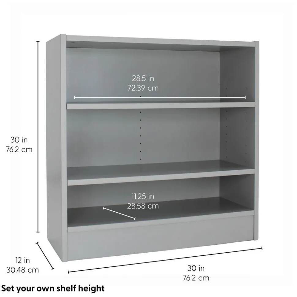 Laminate Bookcase 2-Shelf 30" Height - Gray