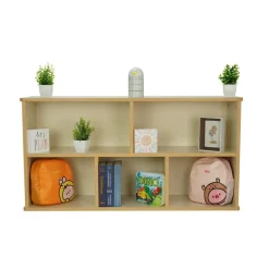 Laminate 5-Compartment Storage Cabinet 24" Height - Almond/Maple
