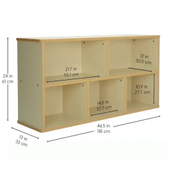 Laminate 5-Compartment Storage Cabinet 24" Height - Almond/Maple