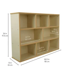 Laminate 8-Compartment Storage Cabinet 36" Height - Almond/Maple
