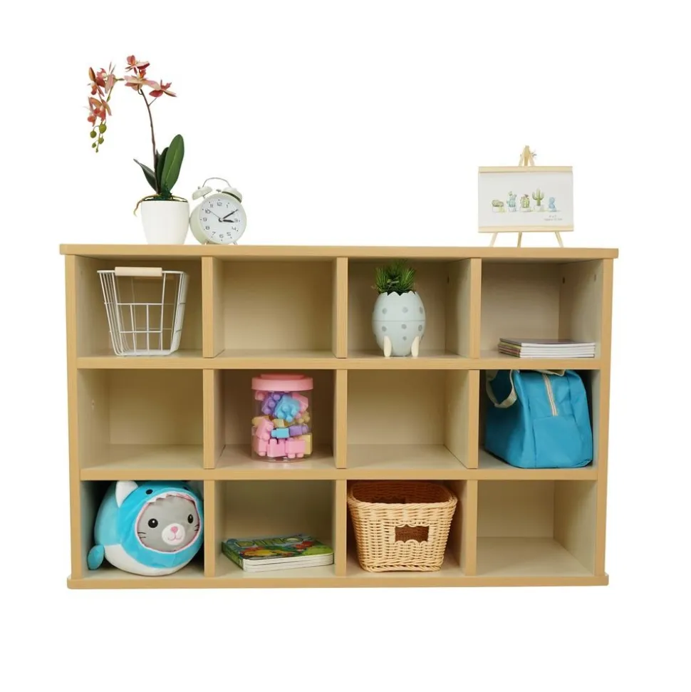Laminate 12-Cubby Storage Cabinet - Almond/Maple