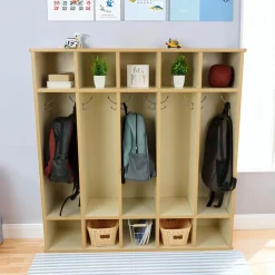 Laminate 5-Section Coat Locker - Almond/Maple