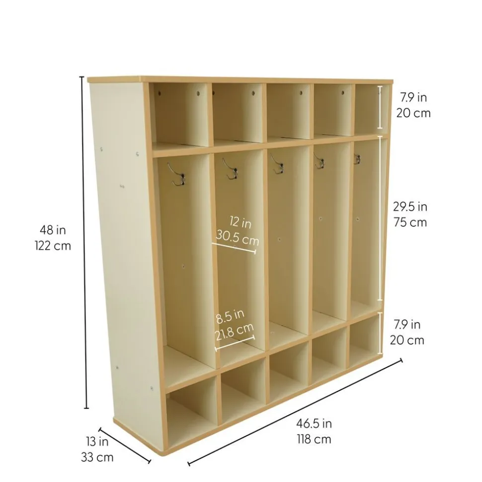 Laminate 5-Section Coat Locker - Almond/Maple