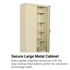 Large Locking Metal Cabinet - Putty