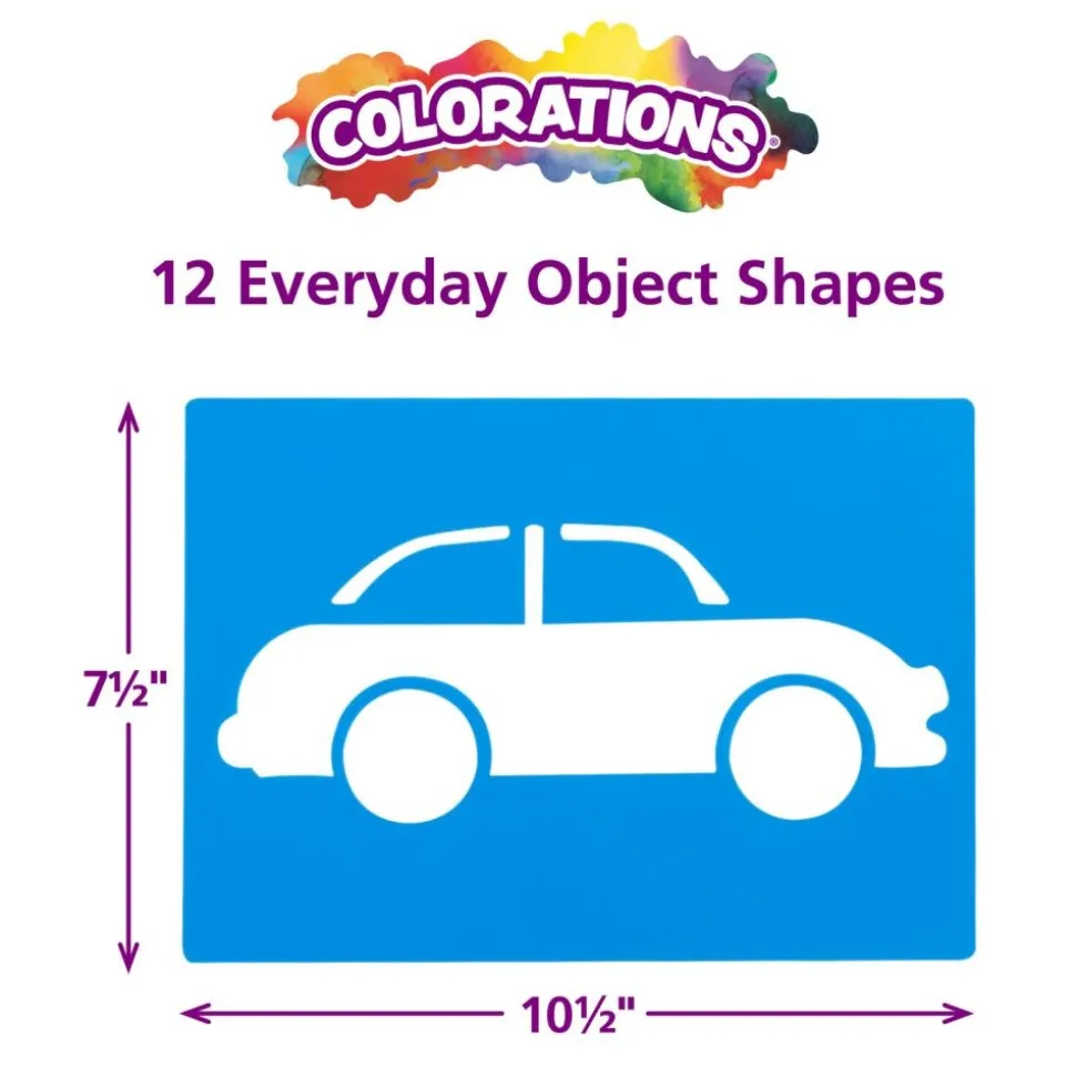 Large Washable Plastic Everyday Objects Stencils - Set of 12