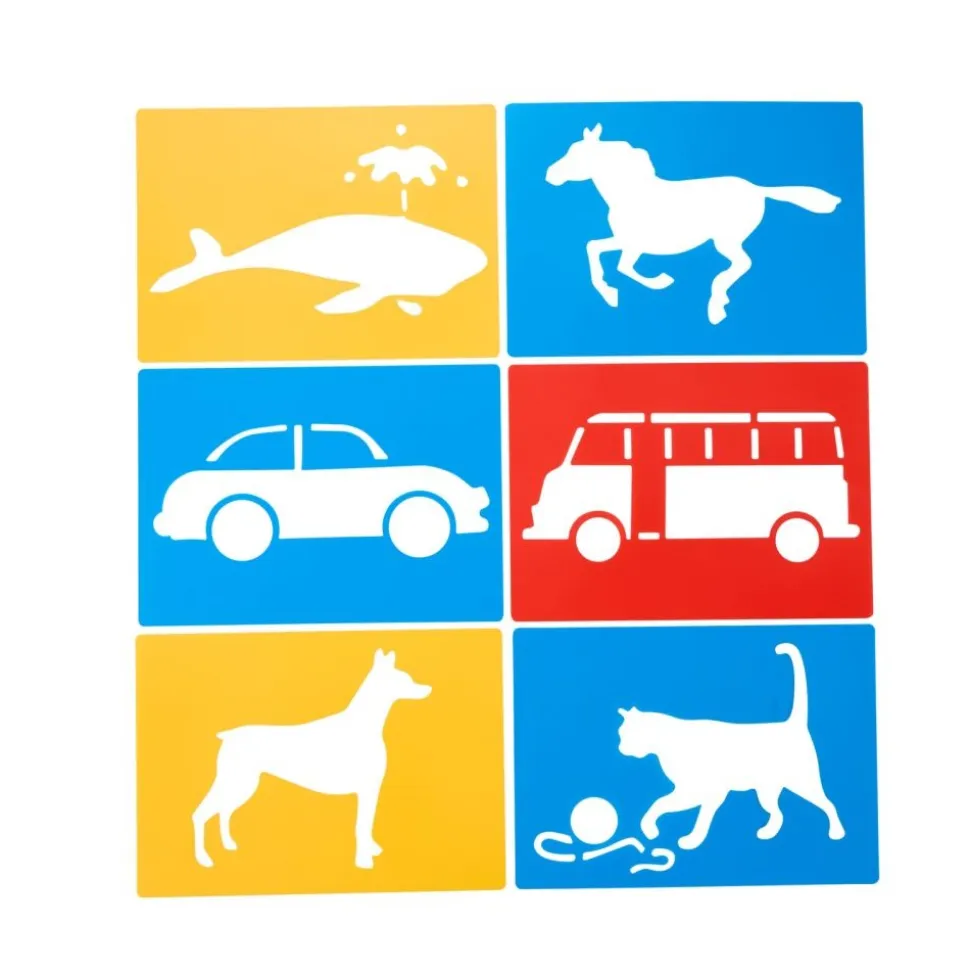 Large Washable Plastic Everyday Objects Stencils - Set of 12