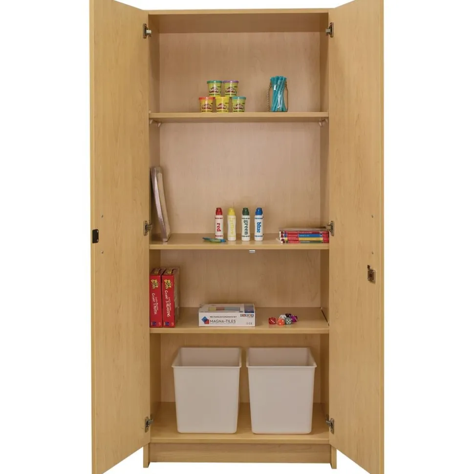 Locking Tall Laminate Storage - Maple/Maple, Ready to Assemble
