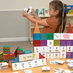 Magnetic Tiles, Letters, Numbers, & Animals Tile Toppers Kit - 260pcs