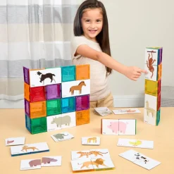 Magnetic Tile Toppers - Duo Animal Puzzle Pack - 40pcs